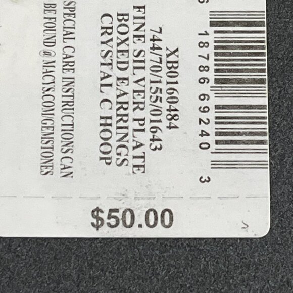 NEW And Now This High Polished Clear Crystal Duo C Hoop Earring Pair, Gold Plate - Picture 4 of 4